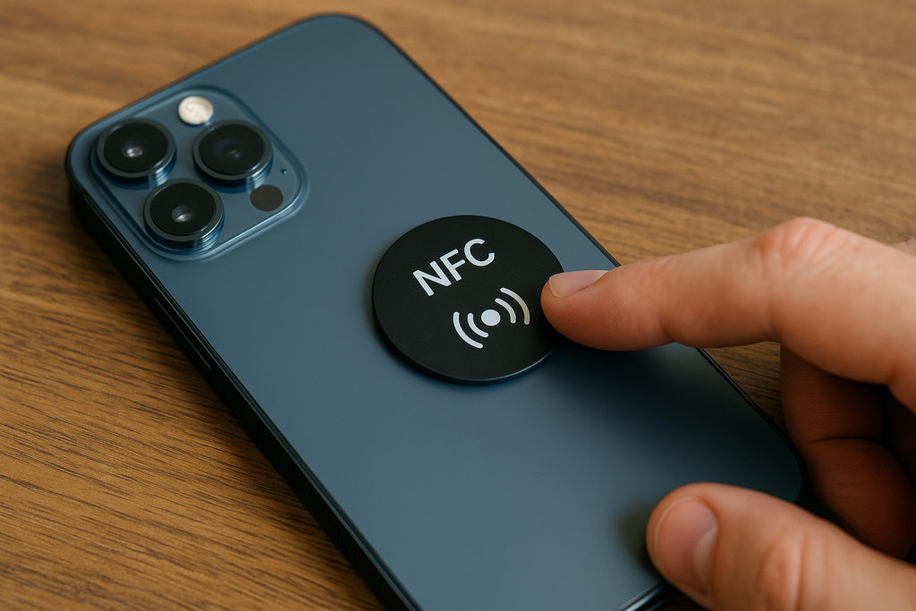 Une illustration professionnelle pour un article sur: Ecris moi un article sur les Tag NFC iphone personalisée